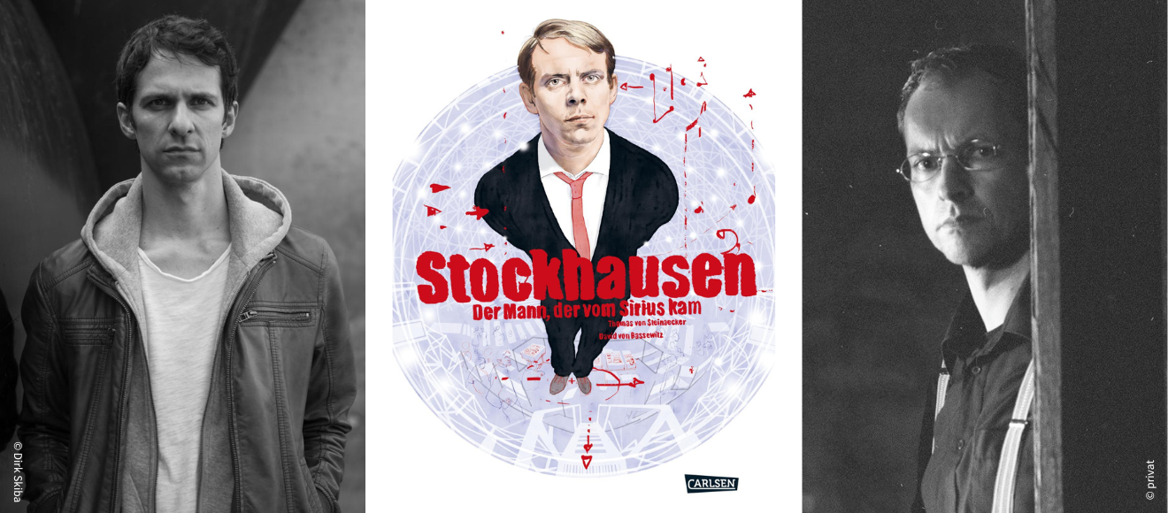Thomas von Steinaecker (links) und David von Bassewitz stellen ihre Comicbiografie über den Komponisten Karlheinz Stockhausen vor. 