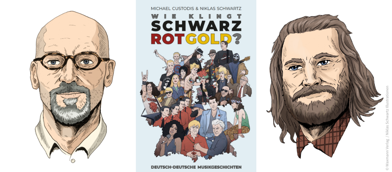 Buchcover "Wie klingt Schwarz-Rot-Gold?" mit Texten von Michaela Custodis und Illustrationen von Niklas Schwartz